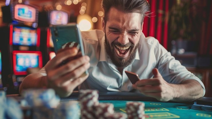 Antarmuka aplikasi seluler adam toto menampilkan slot Blueprint Gaming dengan desain grafis modern